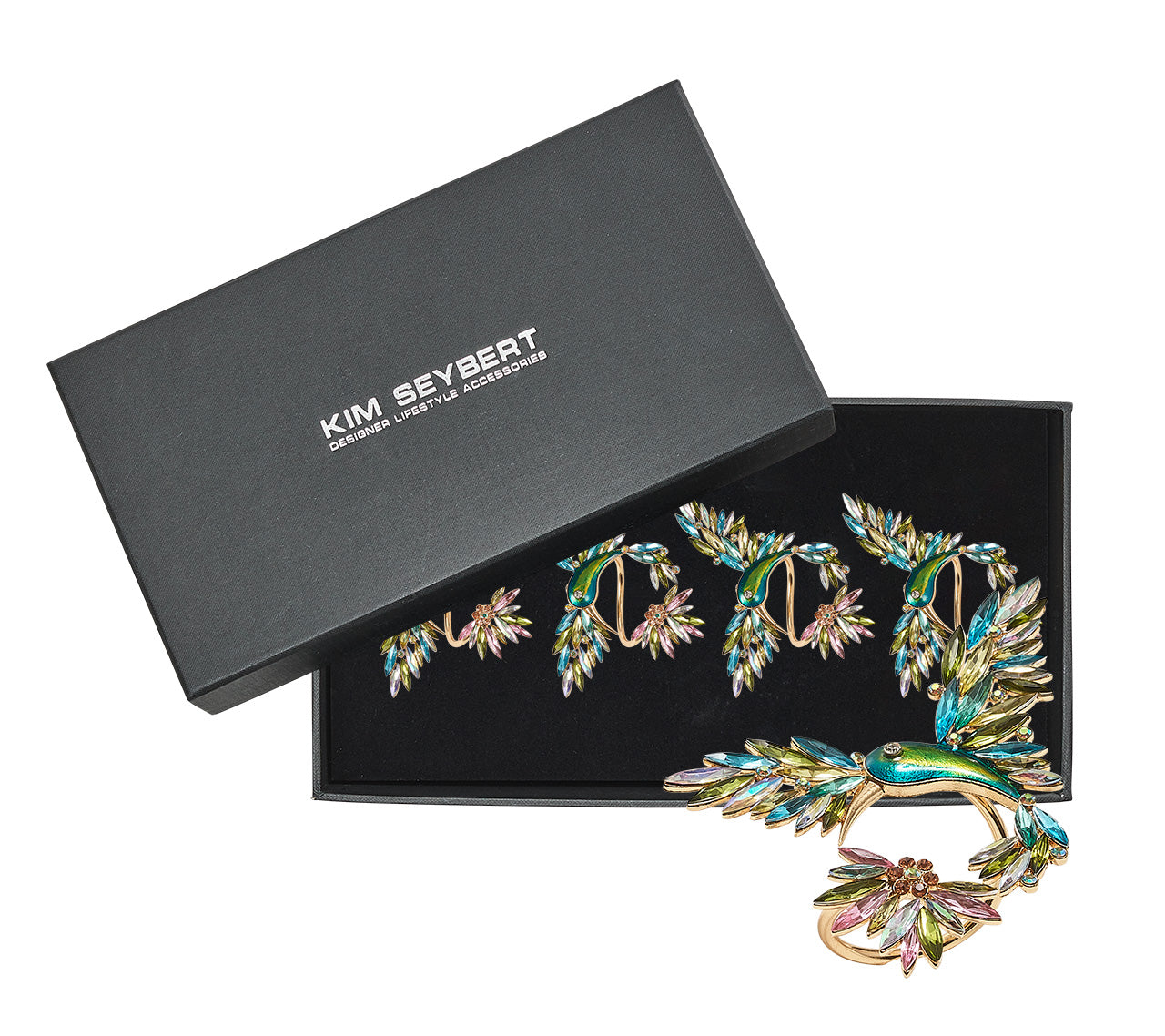 Kim Seybert Luxury Hummingbird Napkin Ring in Multi in a Gift Box
