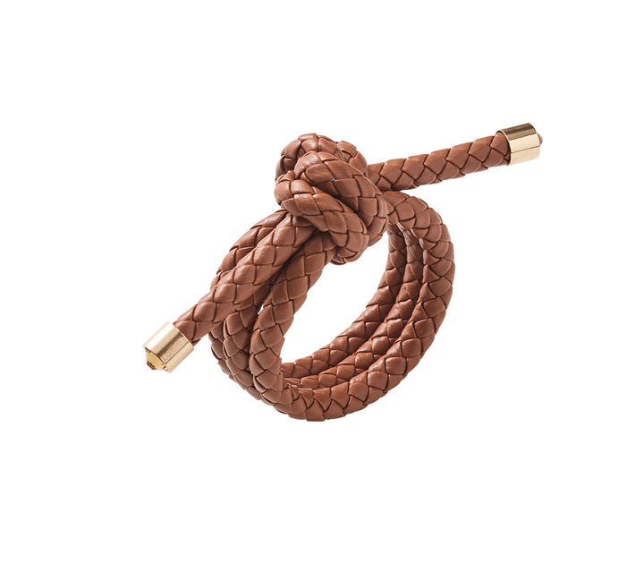 Rope Knot Napkin Ring in Brown, Set of 4
