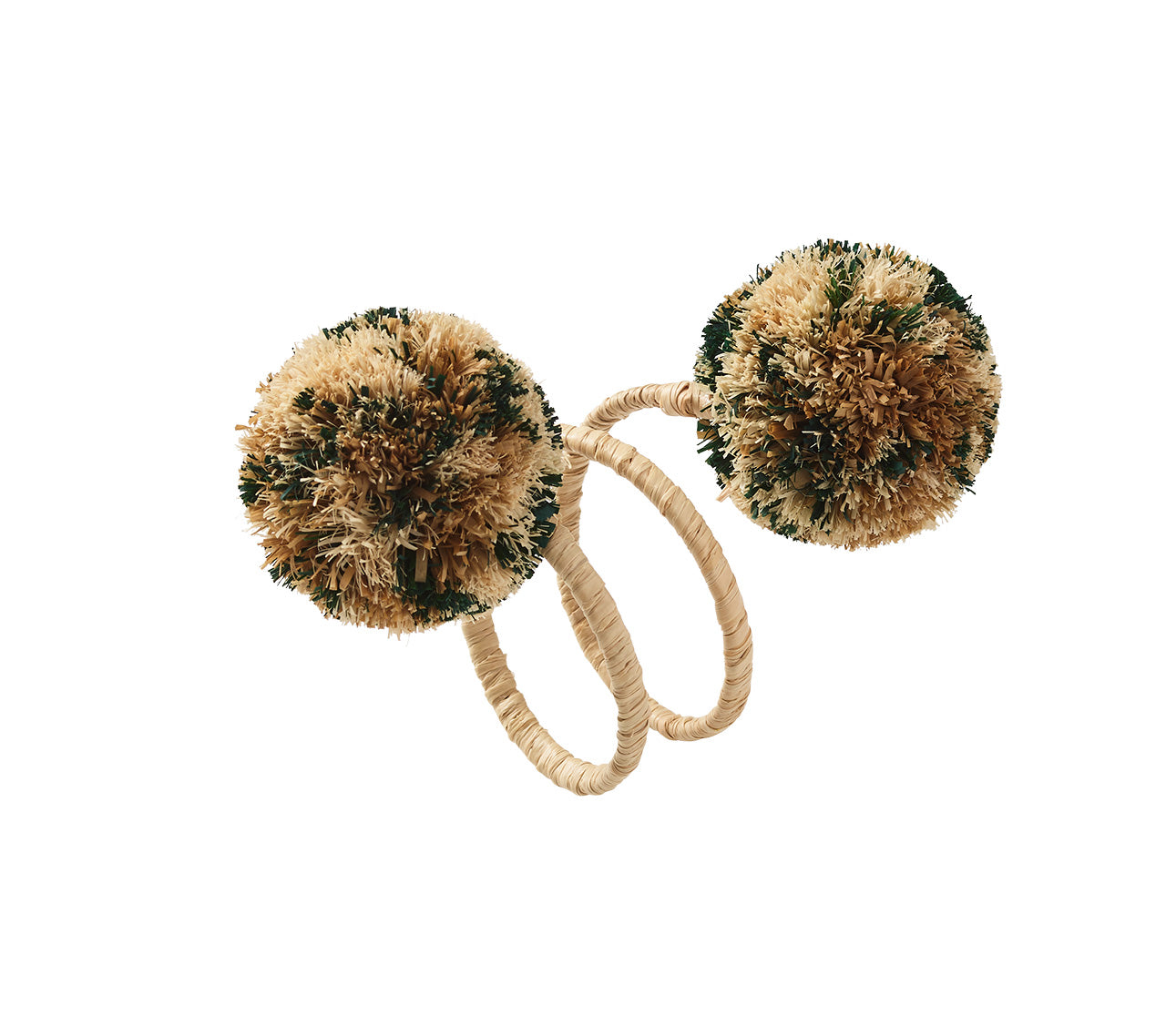 Casbah Napkin Ring in Natural & Green, Set of 4