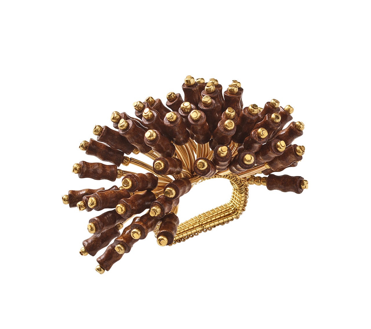 Royal Palm Napkin Ring in Brown & Gold, Set of 4