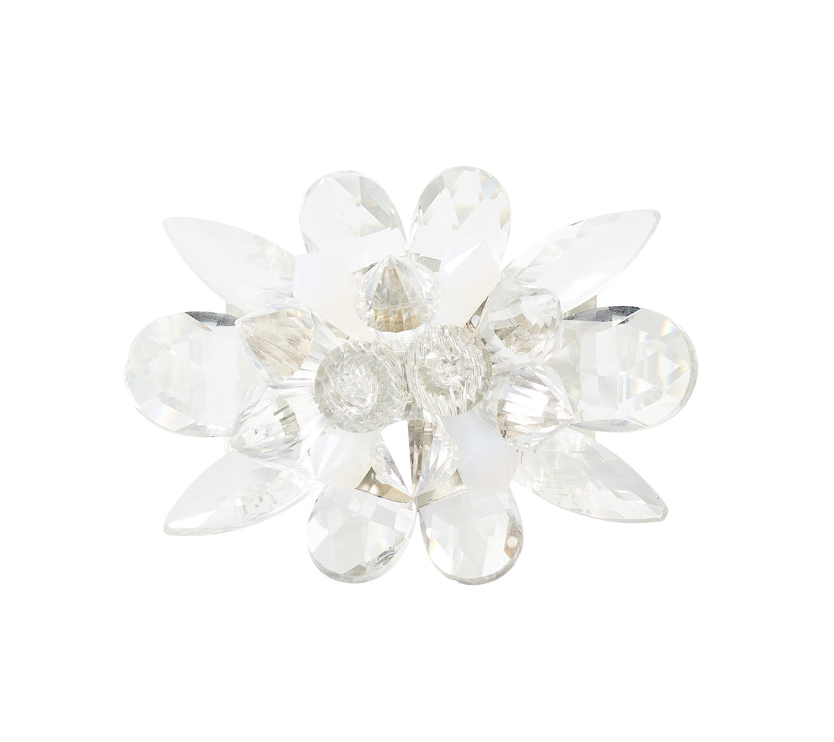 Spectra Napkin Ring in Clear & White, Set of 4 in a Gift Box