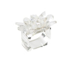 Spectra Napkin Ring in Clear & White, Set of 4 in a Gift Box