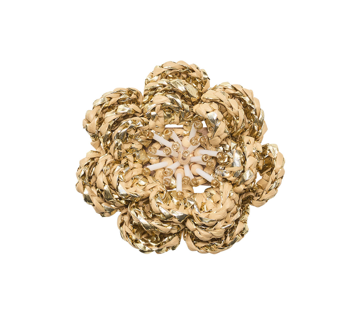 Pareo Napkin Ring in Natural & Gold, Set of 4
