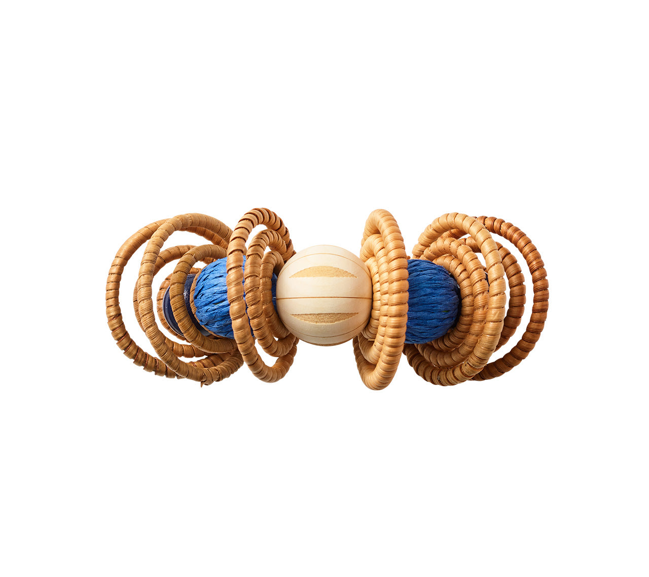 Calypso Napkin Ring in Natural & Blue, Set of 4