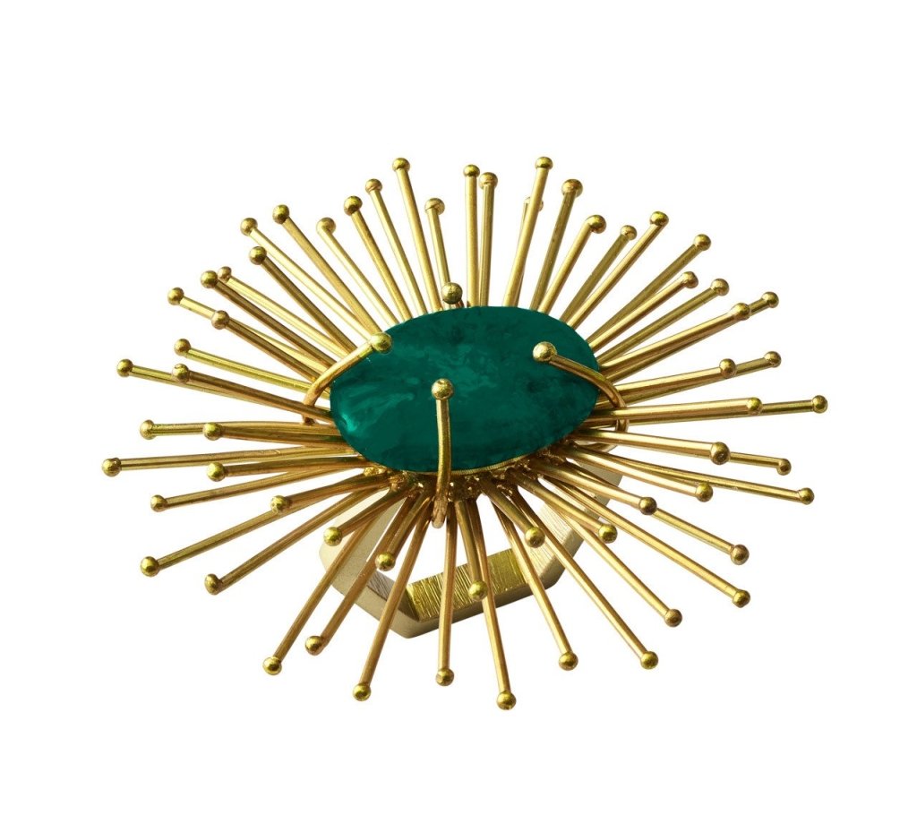 Kim Seybert, Inc.Flare Napkin Ring in Gold & Emerald, Set of 4Napkin Rings