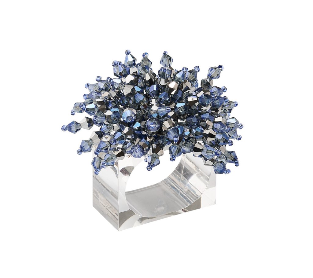 Kim Seybert, Inc.Brilliant Napkin Ring in Midnight & Silver, Set of 4Napkin Rings