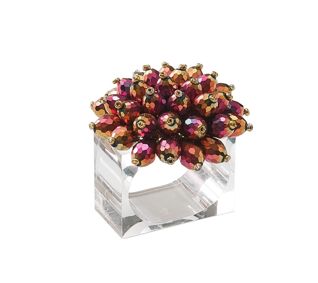 Kim Seybert, Inc.Zinnia Napkin Ring in Plum & Gold, Set of 4Napkin Rings