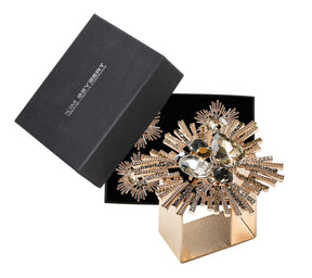 Kim Seybert, Inc.Bijoux Napkin Ring in Champagne & Crystal, Set of 4 in a Gift BoxNapkin Rings