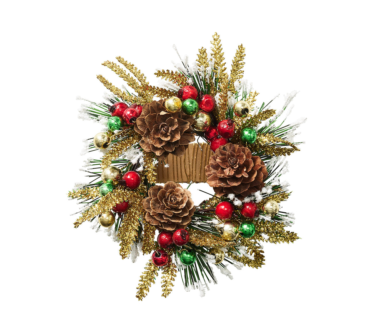 Winter Wreath Napkin Ring in Red, Green & Gold, Set of 4