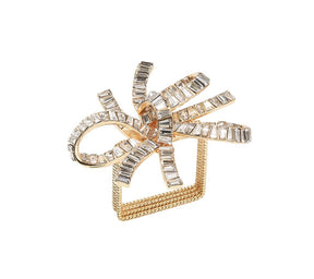 Kim Seybert, Inc.Jeweled Bow Napkin Ring in Gold & Crystal, Set of 4 in a Gift BoxNapkin Rings