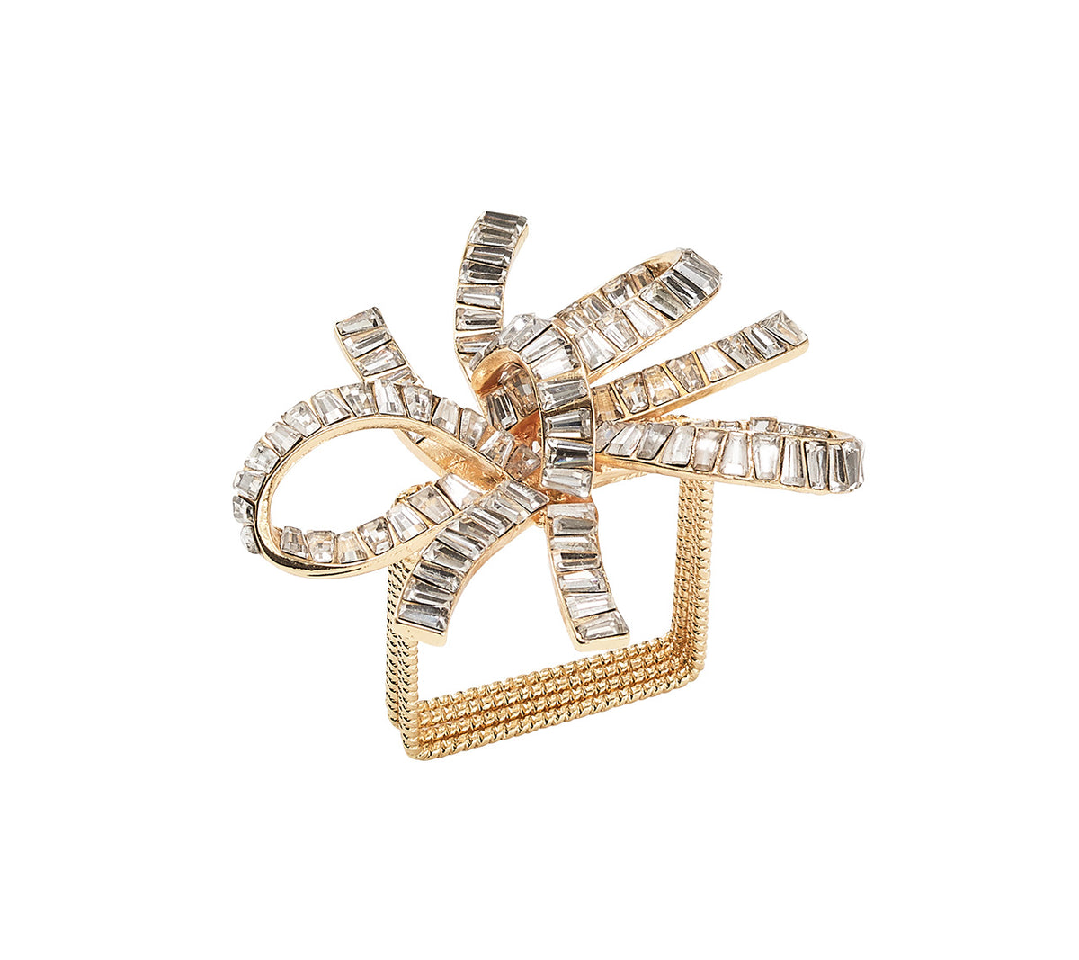Kim Seybert Luxury Jeweled Bow Napkin Ring in Gold & Crystal in a Gift Box