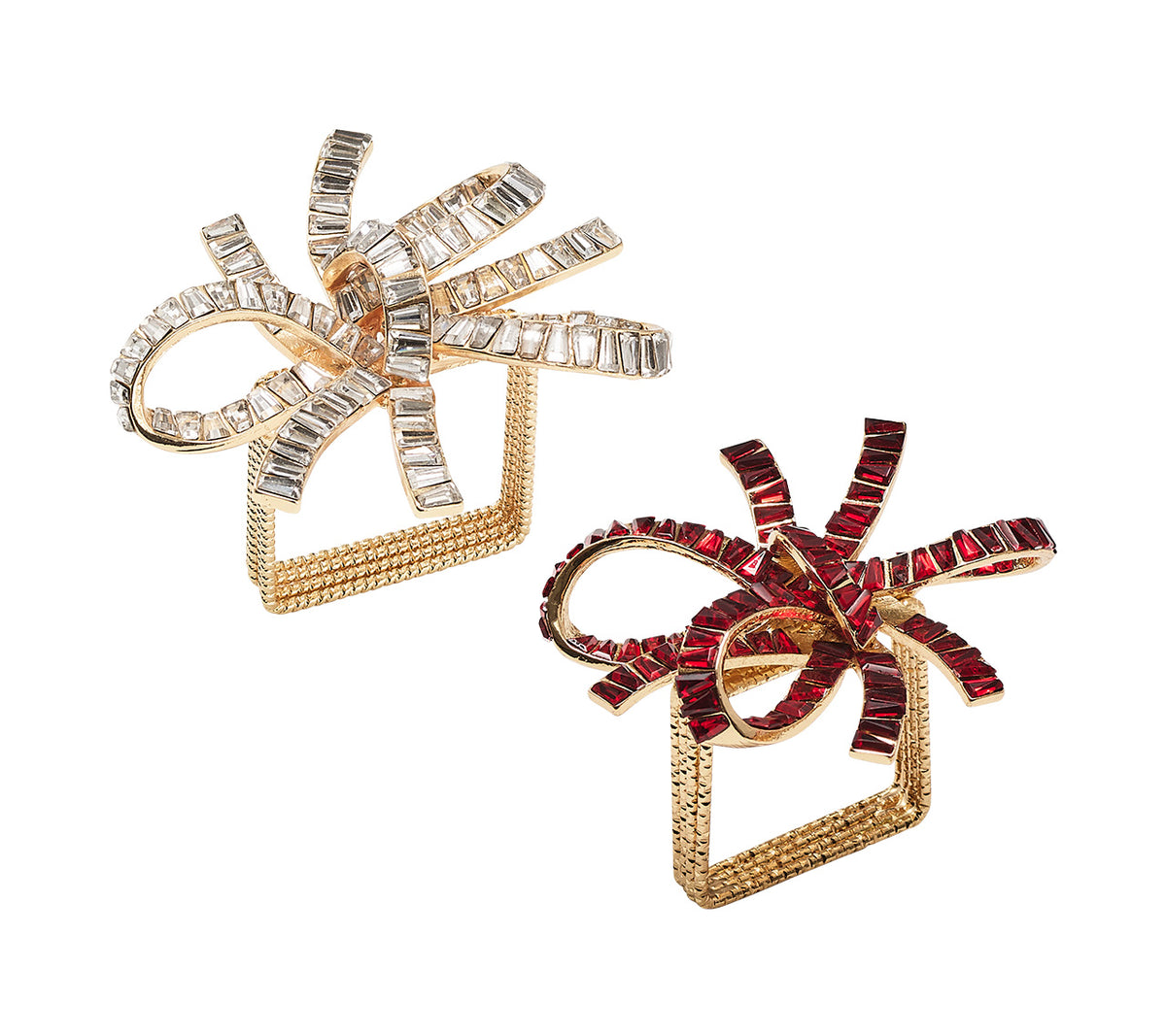 Jeweled Bow Napkin Rings, Set of 4 in a Gift Box