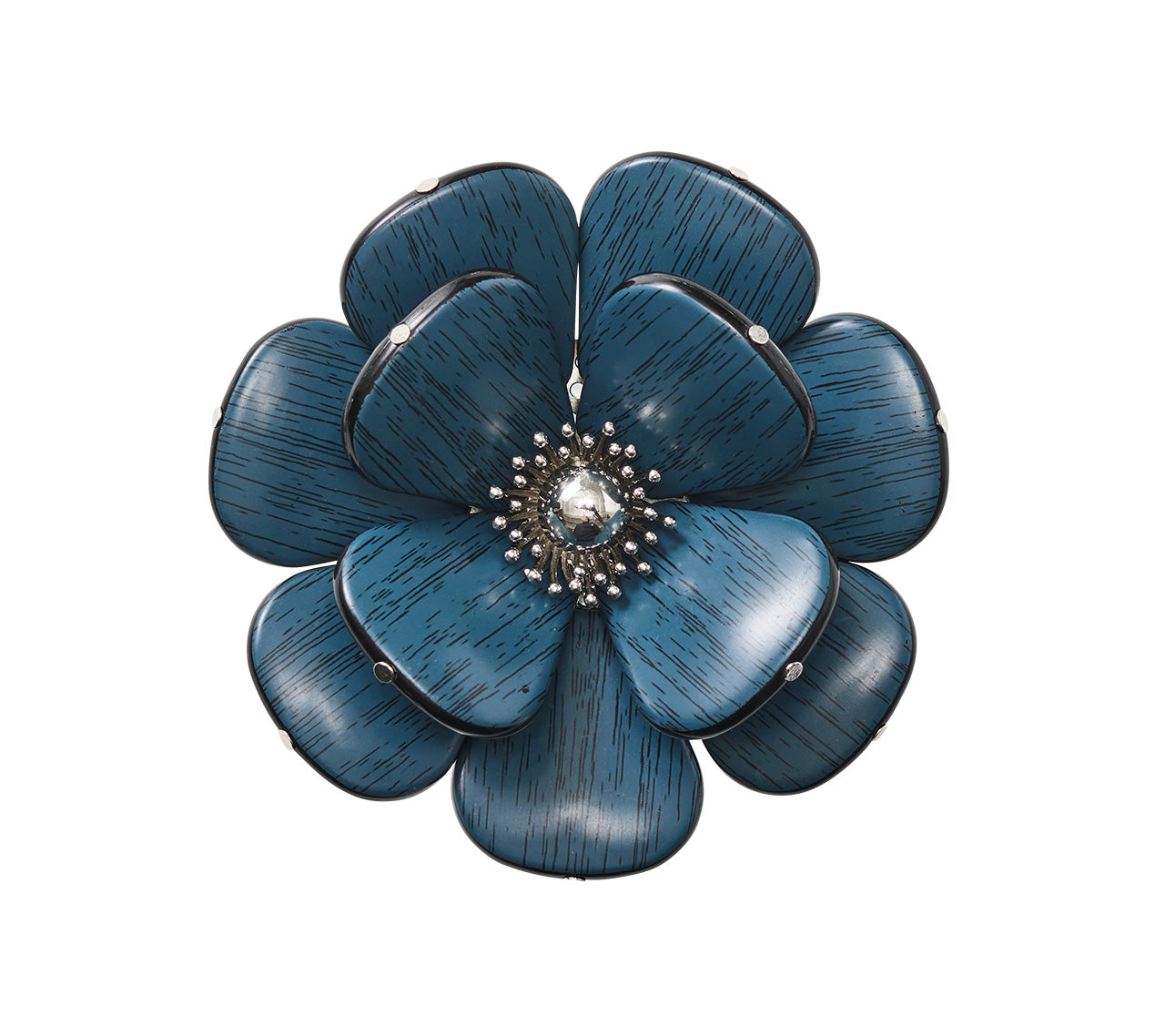 Begonia Napkin Ring in Teal & Silver, Set of 4