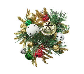 Jingle Bells Napkin Ring in Green, Red & Gold, Set of 4