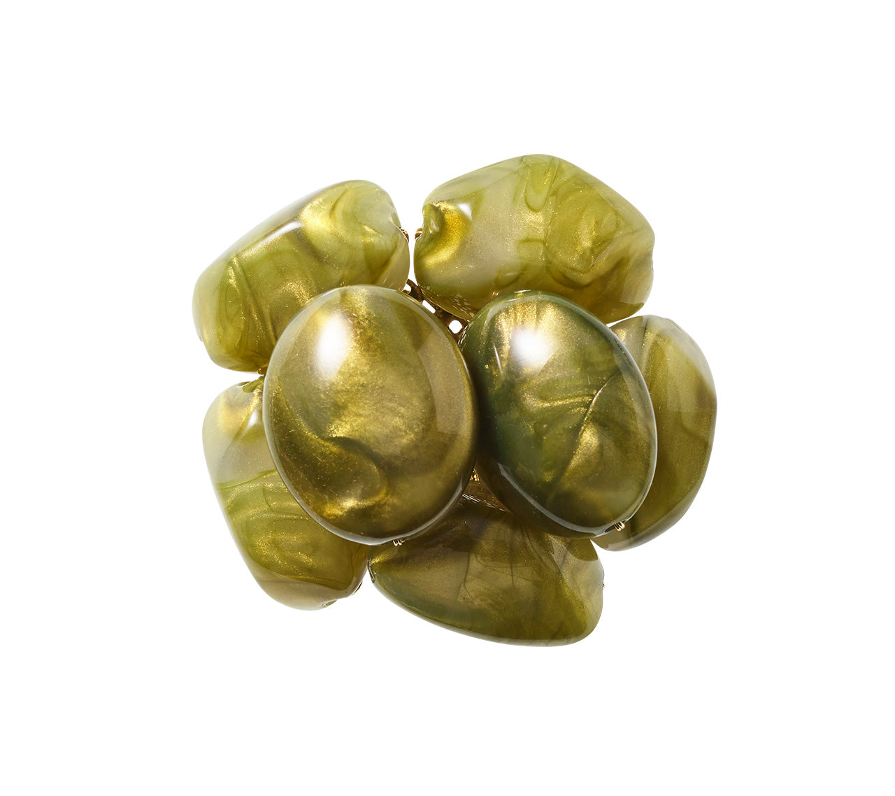 Bonton Napkin Ring in Green & Gold, Set of 4