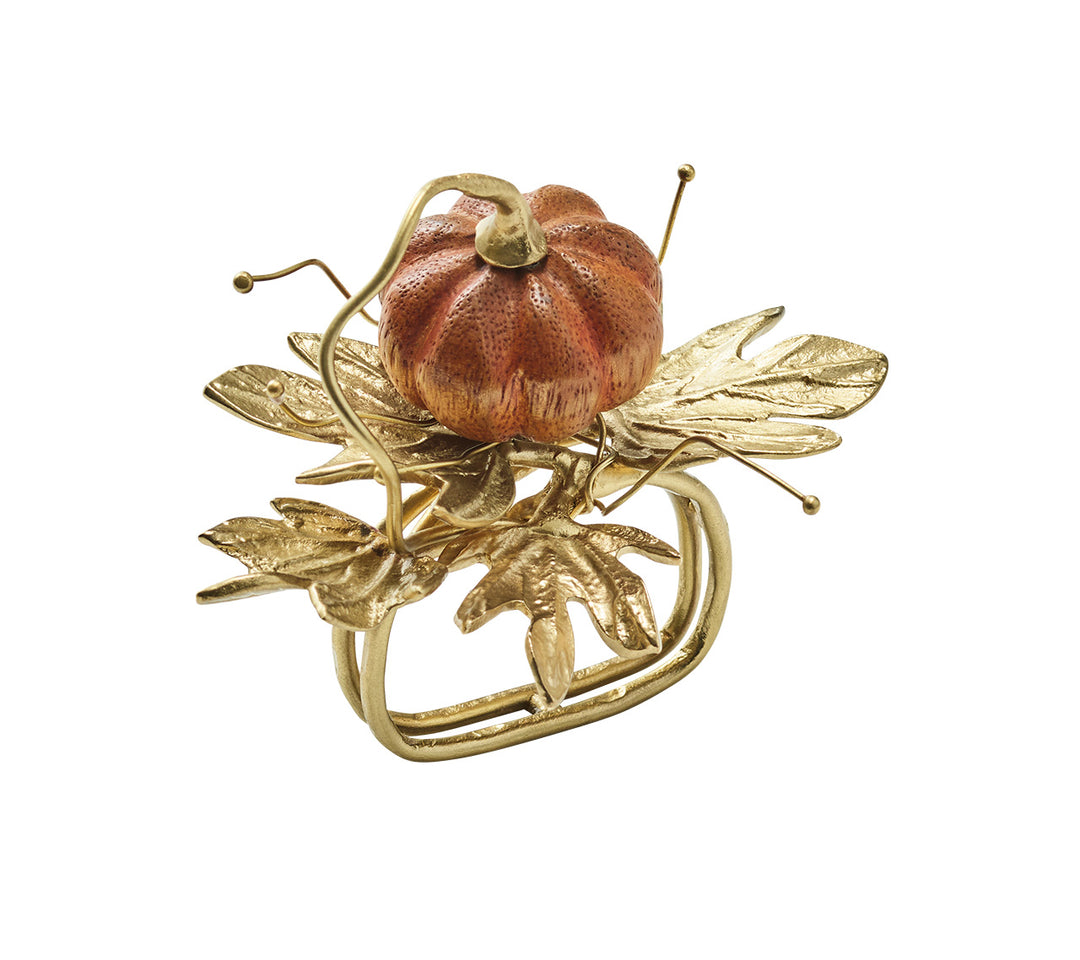 Gilded Gourd Napkin Ring in Multi, Set of 4
