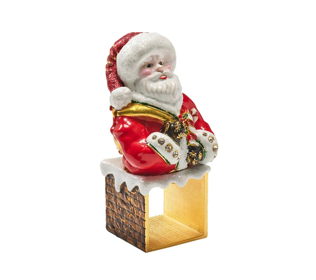 Santa Napkin Ring in Red & White, Set of 4 in a Gift Box