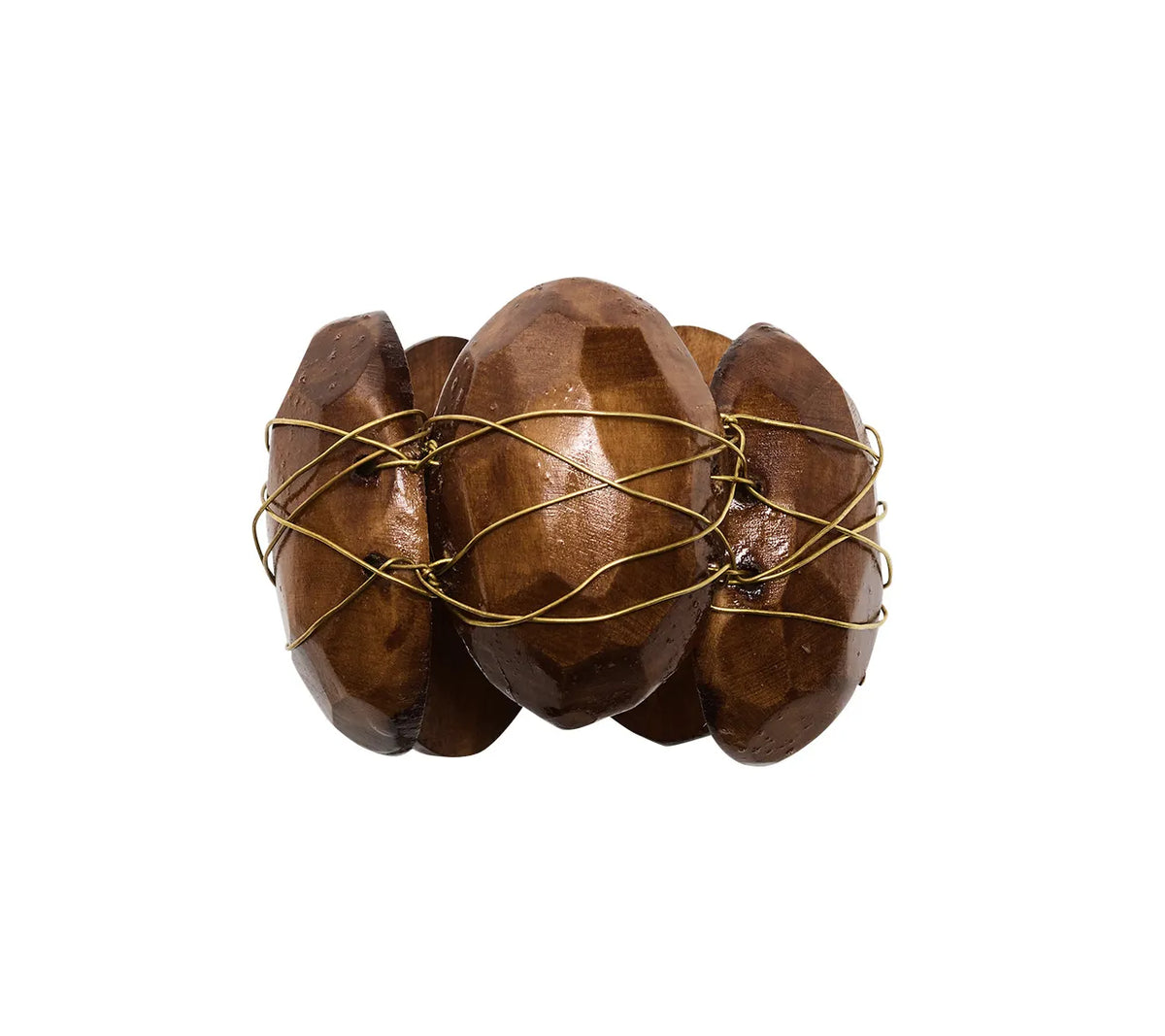 Burl Napkin Ring in Brown, Set of 4