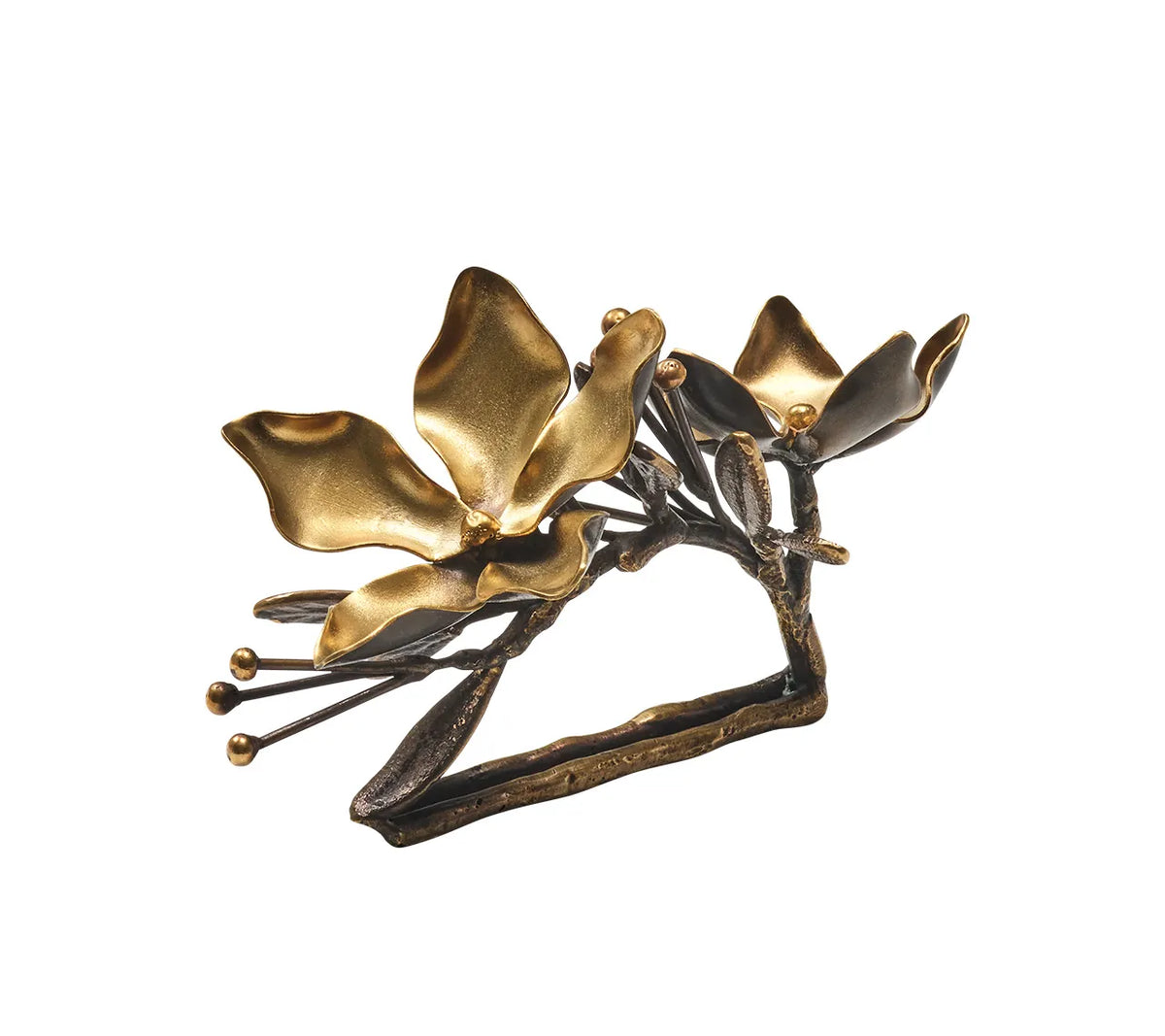 Magnolia Napkin Ring in Gold/Black, Set of 4