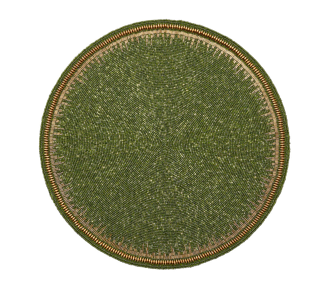 Enamor Placemat in Green & Gold, Set of 4