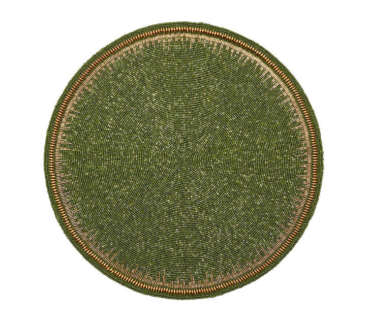 Enamor Placemat in Green & Gold, Set of 4