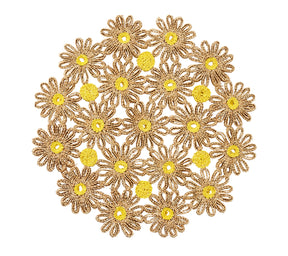 Daisy Placemat in Natural & Yellow, Set of 4