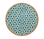 Lanai Placemat in Natural & Turquoise, Set of 4