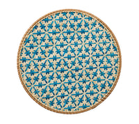Lanai Placemat in Natural & Turquoise, Set of 4