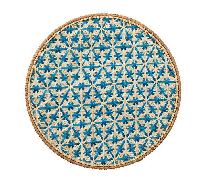 Lanai Placemat in Natural & Turquoise, Set of 4