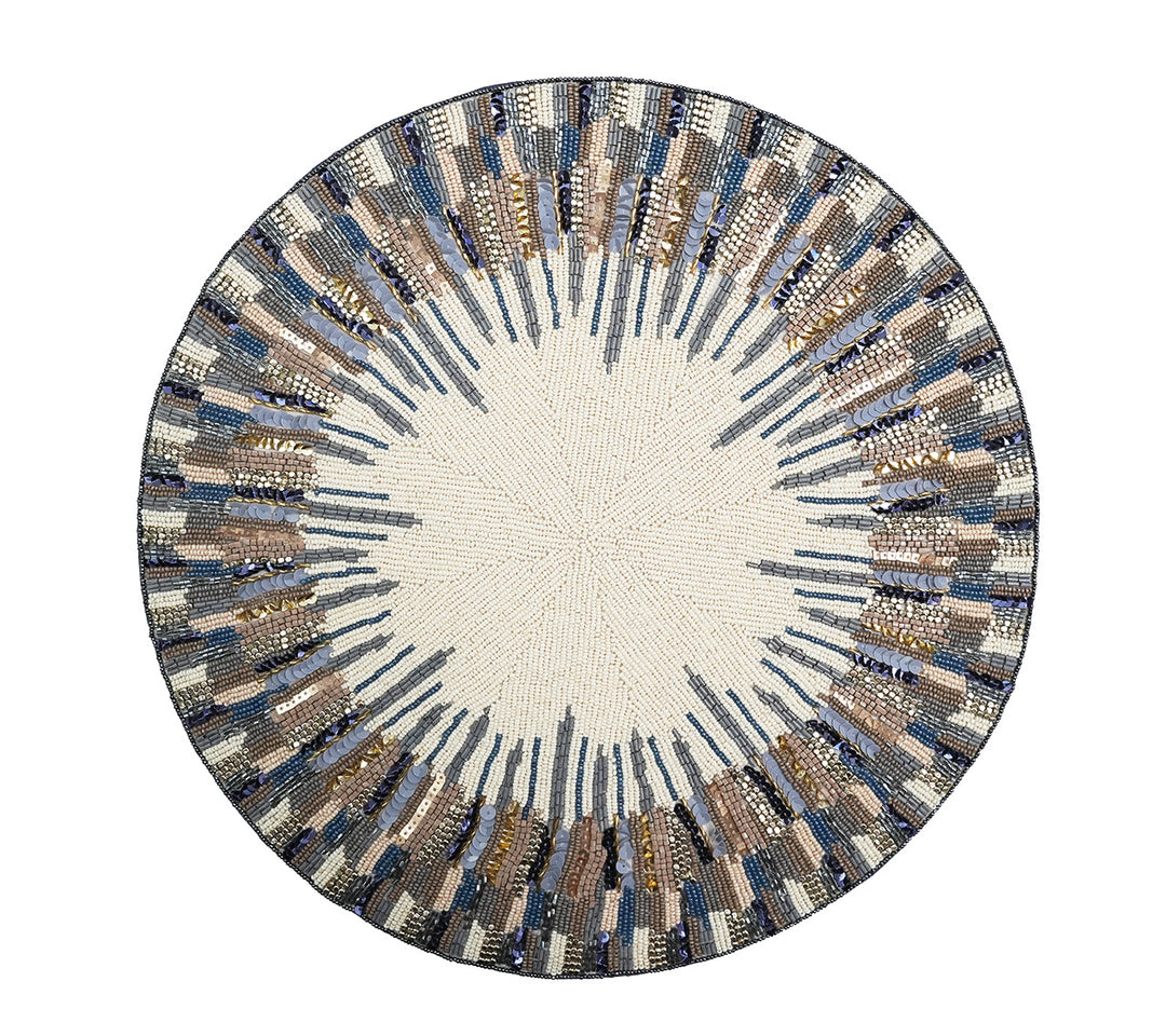 Diadem Placemat in Ivory & Blue, Set of 2