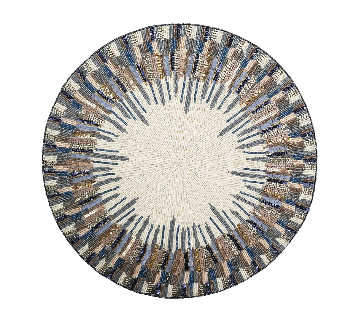 Diadem Placemat in Ivory & Blue, Set of 2
