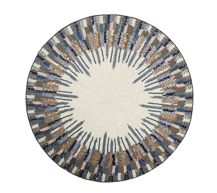 Diadem Placemat in Ivory & Blue, Set of 2