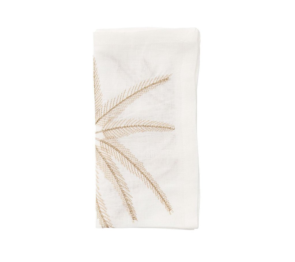 Sample: Palm Coast Napkin in White, Natural & Gold