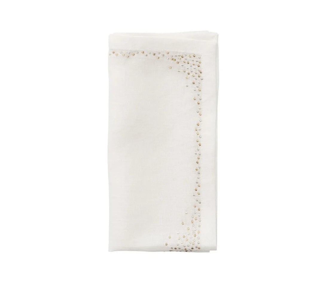 Pin Dot Napkin in White & Gold & Silver, Set of 4