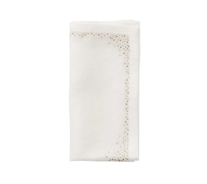 Pin Dot Napkin in White & Gold & Silver, Set of 4
