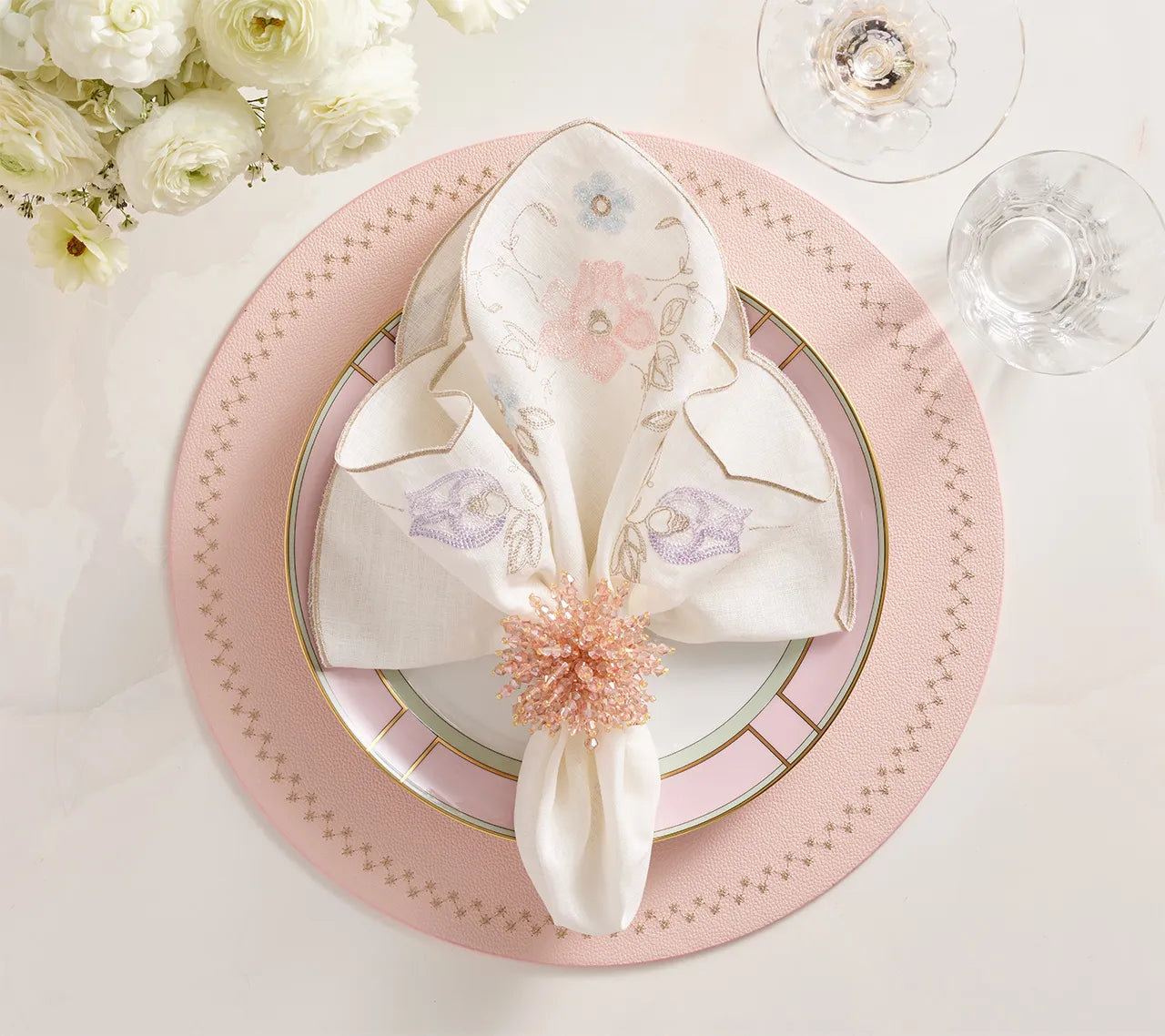 Printemps Napkin in White & Multi, Set of 4
