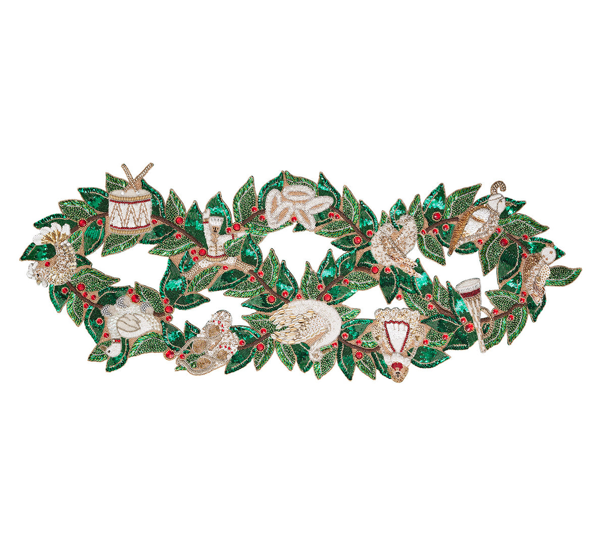 Xmas Carol Runner in Red, Green & Gold