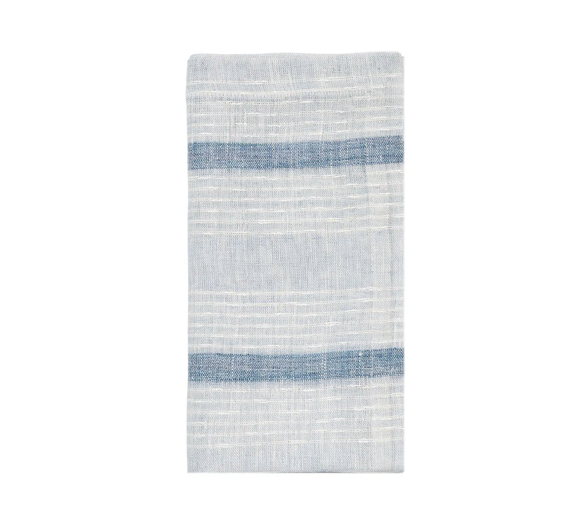 Ribbon Stripe Napkin in Ivory & Blue, Set of 4
