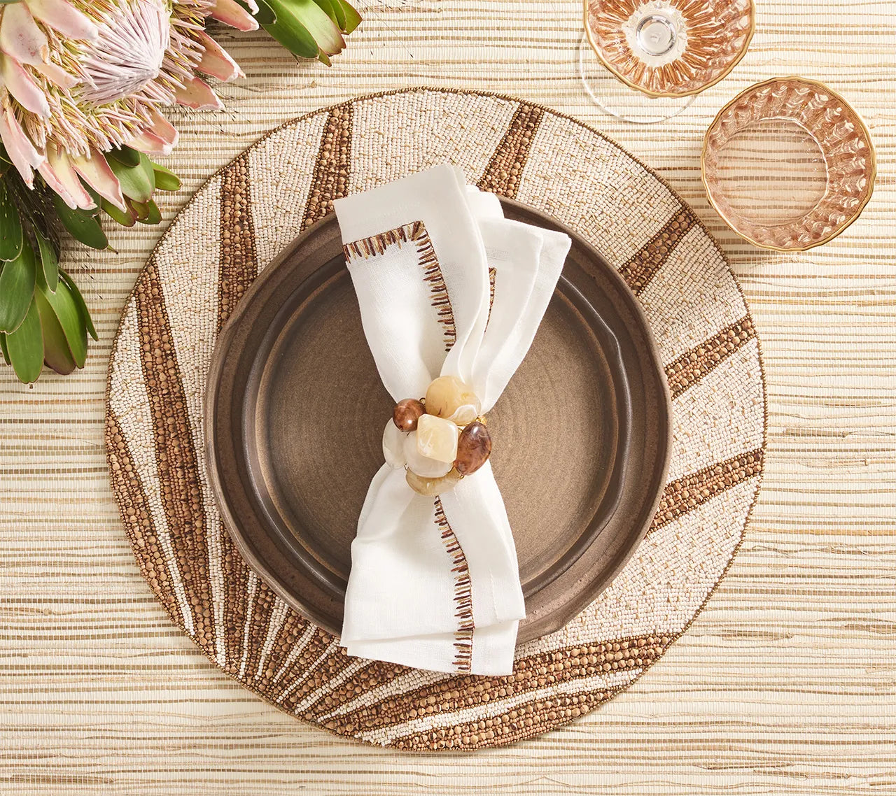 Royal Palm Placemat in Natural & Brown, Set of 4
