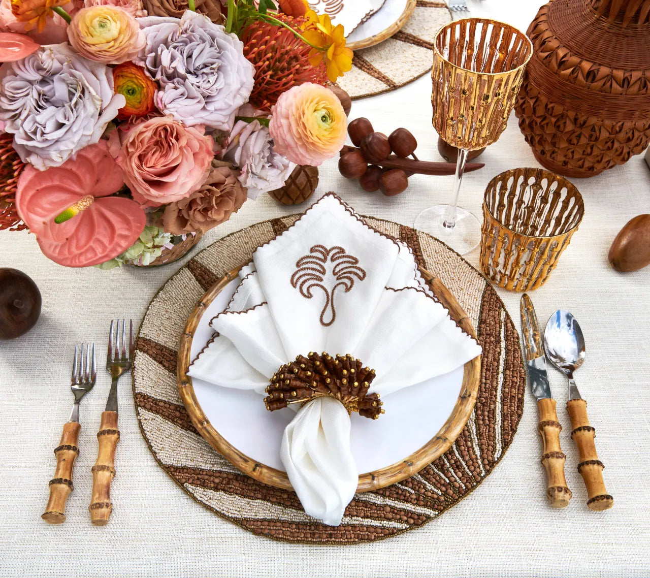 Royal Palm Placemat in Natural & Brown, Set of 4