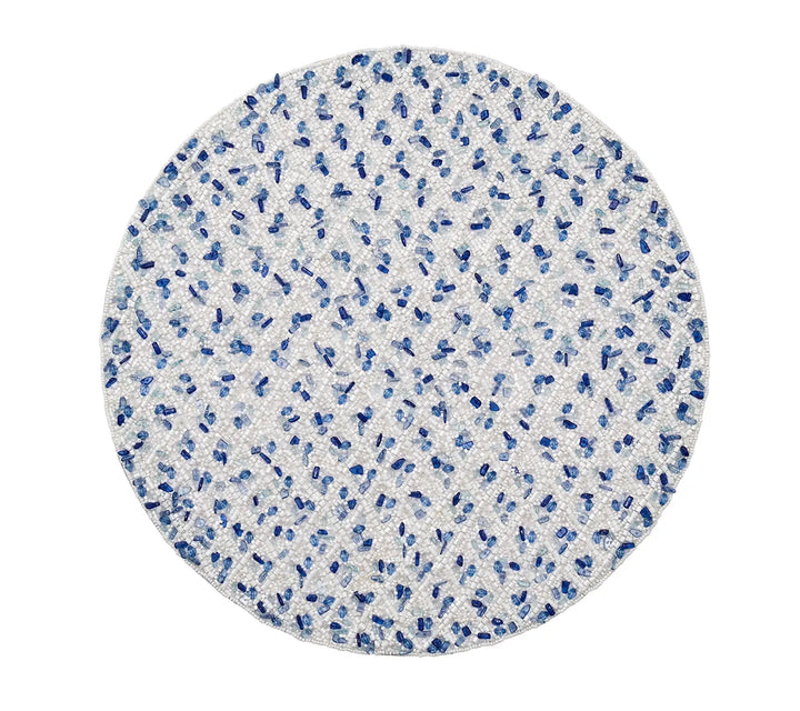 Rush Placemat in White & Blue, Set of 2