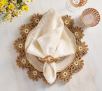 Spectra Napkin in White & Gold, Set of 4