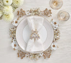 Star Spray Napkin in White & Gold & Silver, Set of 4