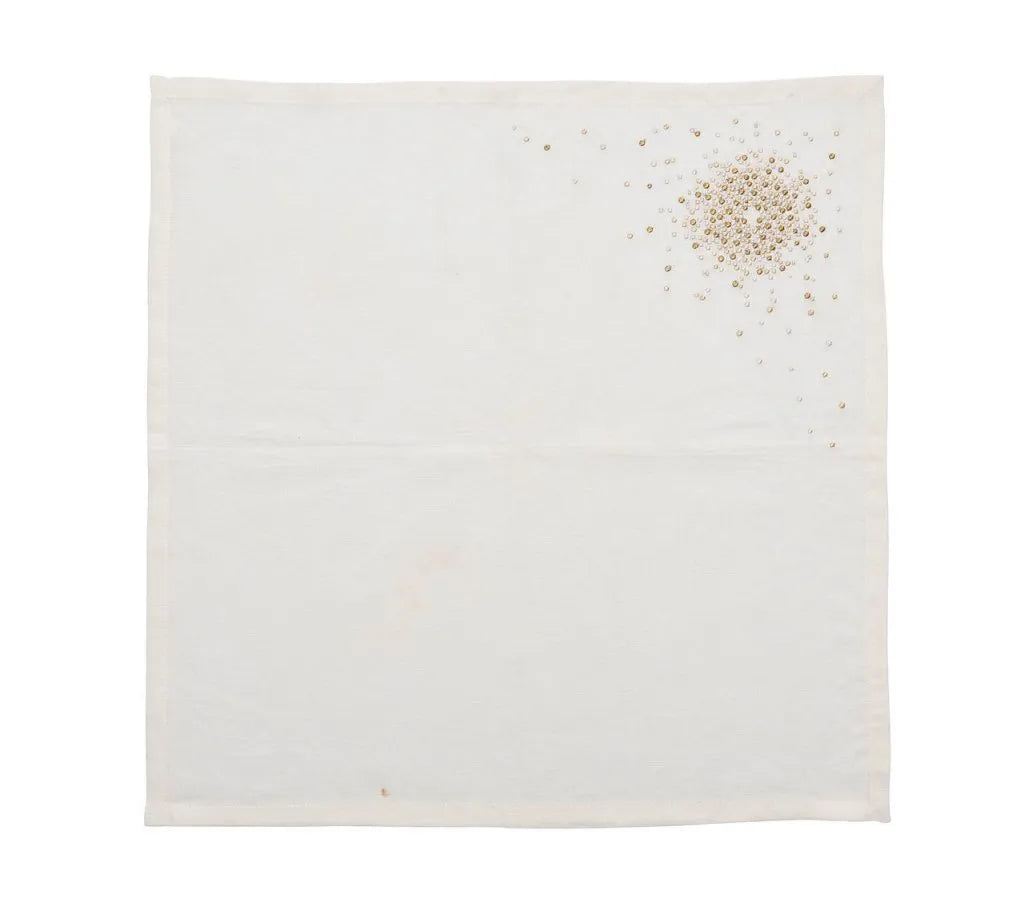 Starburst Napkin in White, Gold & Silver, Set of 4