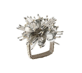 Starburst Napkin Ring in Silver, Set of 4