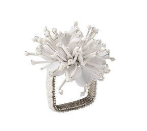 Starburst Napkin Ring in White, Set of 4