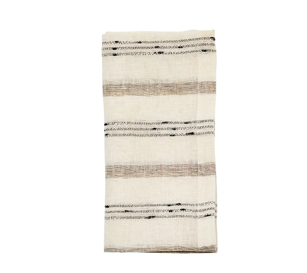Stria Napkin in Ivory & Black, Set of 4