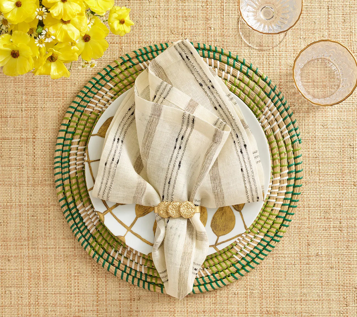 Stria Napkin in Ivory & Black, Set of 4