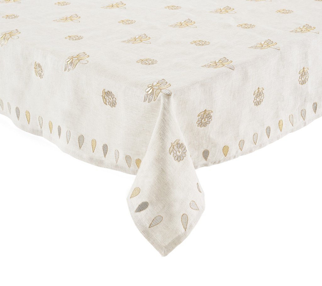 Kim Seybert, Inc.Lima Tablecloth in Natural, Gold & SilverTablecloths