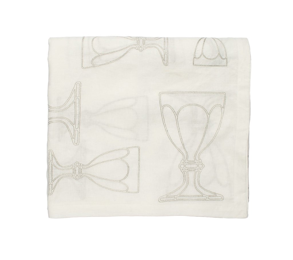 Kim Seybert, Inc.Harcourt Tablecloth in White & Silver